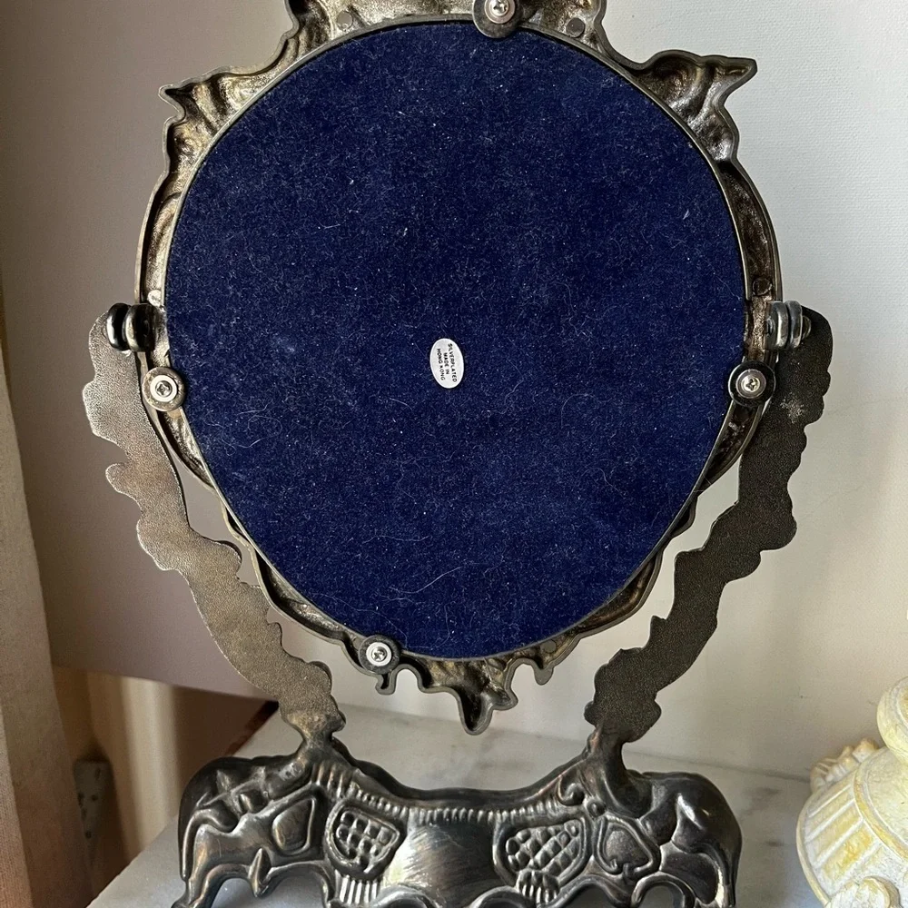 Vintage Ornate silver plated cherubs Tabletop Mirror